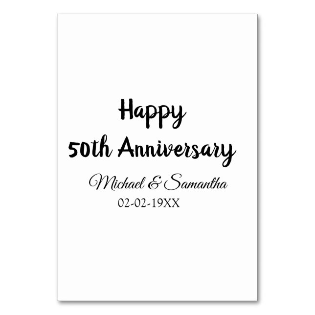 Tarjeta De Mesa Feliz 50 aniversario agregar nombre de la pareja f (Anverso)