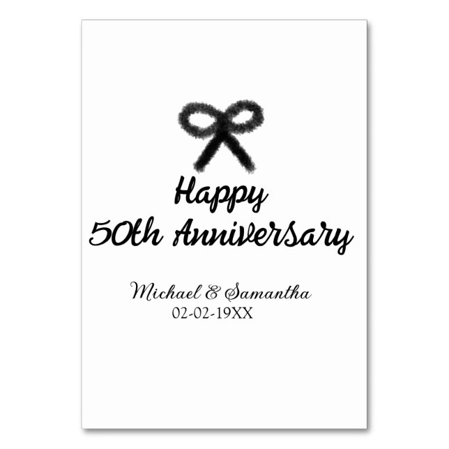 Tarjeta De Mesa Feliz 50° aniversario agregar pareja fecha de matr (Anverso)