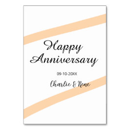 Tarjeta De Mesa Feliz aniversario de bodas líneas pastel naranja n