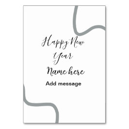 Tarjeta De Mesa Feliz año nuevo nombre mensaje gris simple vacacio