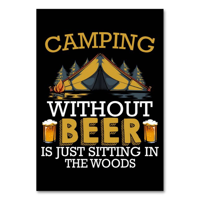 Tarjeta De Mesa Feliz Camper Camping Sin Cerveza (Anverso)