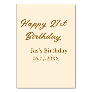 Tarjeta De Mesa Feliz cumpleaños 21 marrón pastel amarillo nombre