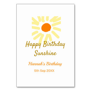 Tarjeta De Mesa Feliz cumpleaños, sol, naranja amarillo.