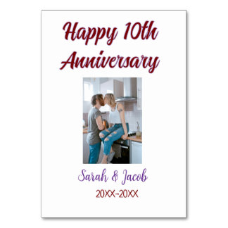 Tarjeta De Mesa Feliz décimo aniversario foto boda apellido d