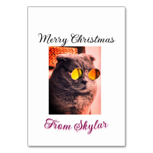 Tarjeta De Mesa Feliz gato de Navidad perro mascota foto de amor a