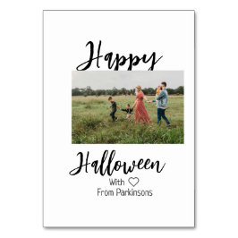 Tarjeta De Mesa Feliz Halloween agregar nombre de familia foto sim