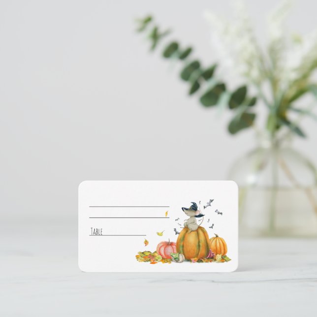 Tarjeta De Mesa Feliz Halloween Personalizado lindo Lugar del rató (Anverso de pie)