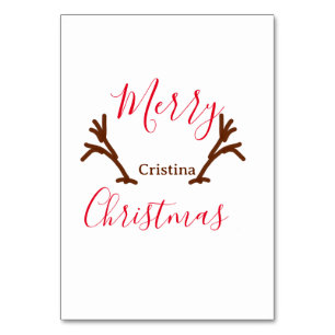 Tarjeta De Mesa Feliz Navidad cuna de reno marrón rojo fiesta de l