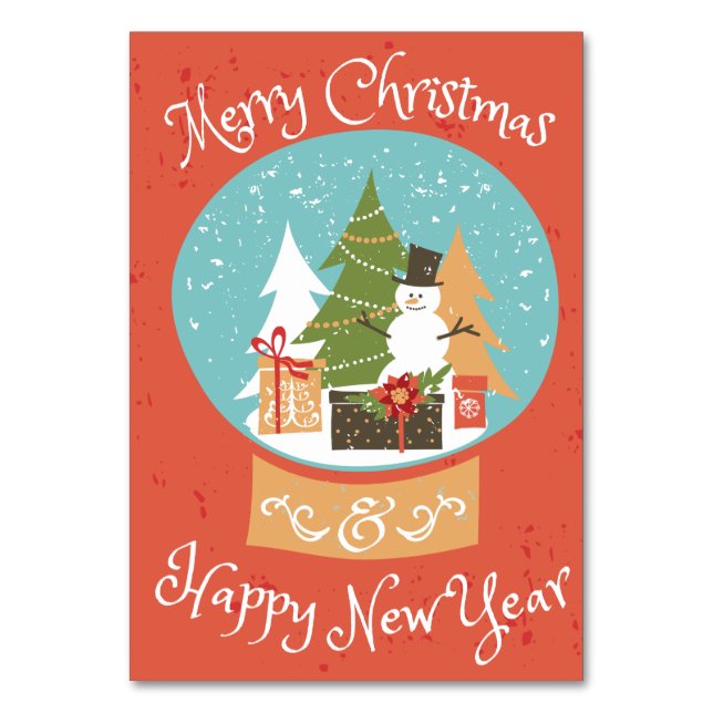 Tarjeta De Mesa Feliz Navidad Feliz Año Nuevo (Anverso)