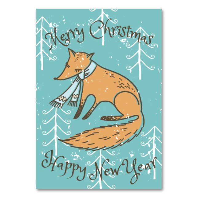 Tarjeta De Mesa Feliz Navidad Fox Cozy (Anverso)