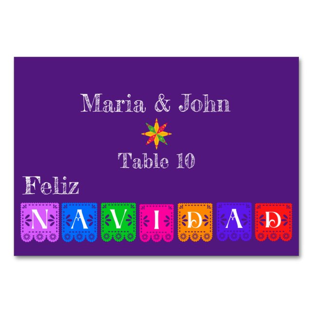 Tarjeta De Mesa Feliz Navidad Verde Cactus En Púrpura (Anverso)
