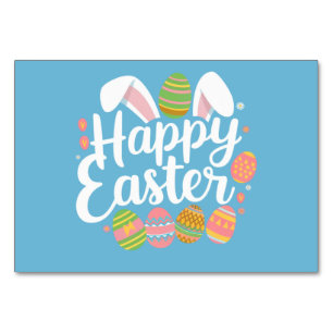 Tarjeta De Mesa Feliz Pascua Conejo Conejito Huevo Fiesta 
