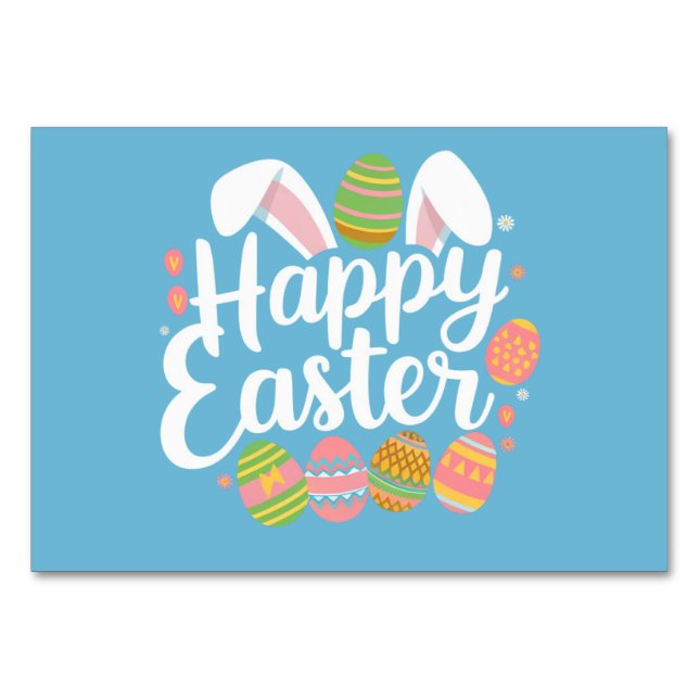 Tarjeta De Mesa Feliz Pascua Conejo Conejito Huevo Fiesta  (Anverso)