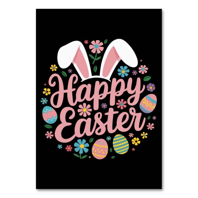 Tarjeta De Mesa Feliz Pascua diciendo Egg Bunny (Anverso)