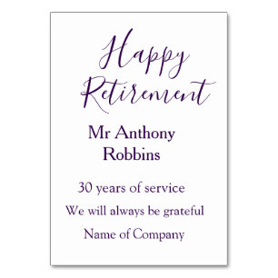 Tarjeta De Mesa Feliz retiro añadir nombre años de servicio jubila