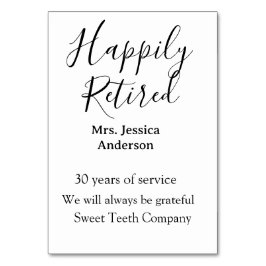 Tarjeta De Mesa Feliz retiro añadir nombre años de servicio jubila