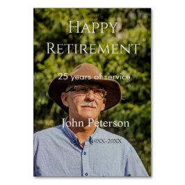 Tarjeta De Mesa Feliz retiro foto nombre años de servicio