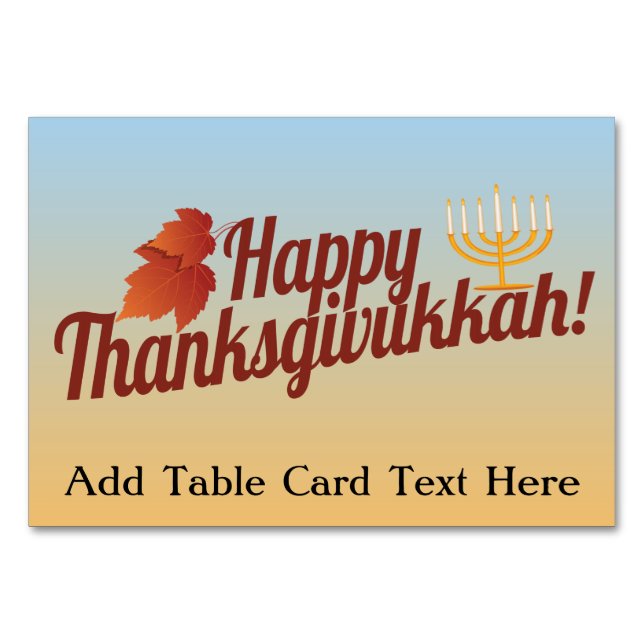 Tarjeta De Mesa Feliz Thanksgivukah Menorah/Leaf (Anverso)