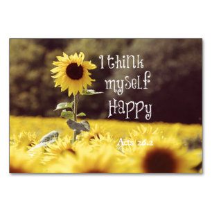 Tarjeta De Mesa Feliz Verso de la Biblia con girasoles