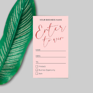 Tarjeta De Mesa Feminine Pink & Red Script Prige Raffle Ticket