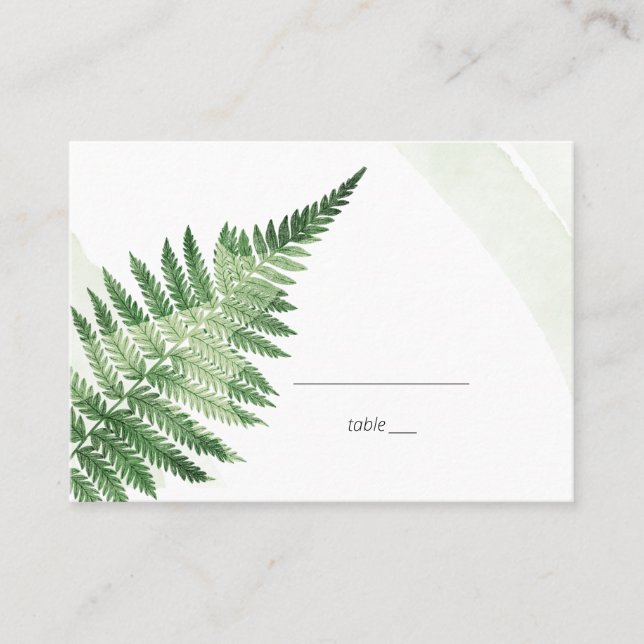 Tarjeta De Mesa Fern verde minimalista (Anverso)