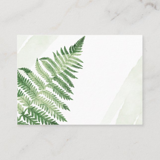 Tarjeta De Mesa Fern verde minimalista (Reverso)