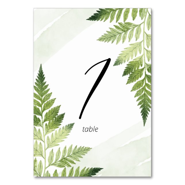 Tarjeta De Mesa Fern verde minimalista (Anverso)