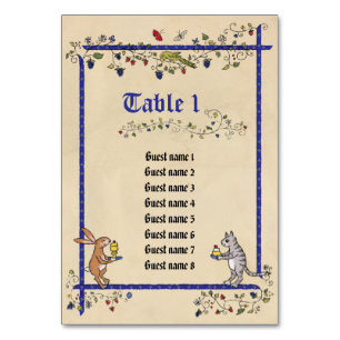 Tarjeta De Mesa Ficha de animales medievales no. con nombres de in