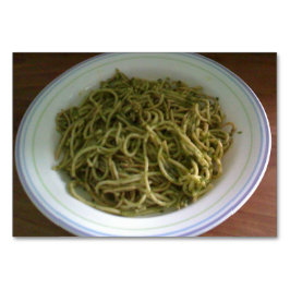 Tarjeta De Mesa Fichas de lectura de pasta de albahaca Pesto para