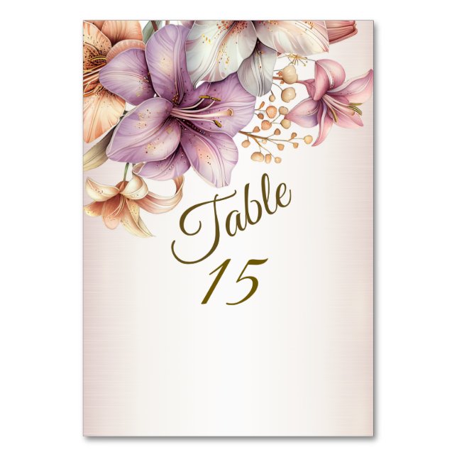 Tarjeta De Mesa Fiesta acuarela Boho Flores rosas elegantes (Anverso)