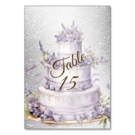 Tarjeta De Mesa Fiesta Cake Lavender Floral Elegante acuarela