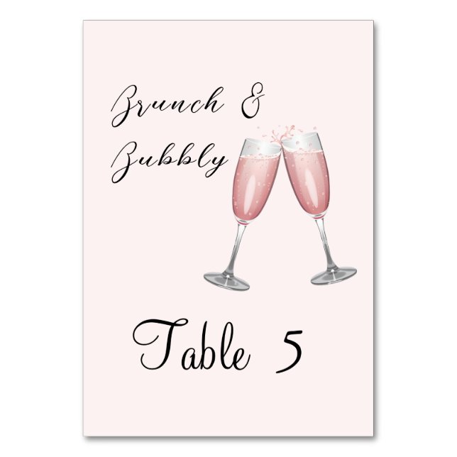 Tarjeta De Mesa Fiesta Champagnel Pink Bridal Shower (Anverso)