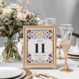 Tarjeta De Mesa Fiesta Colorful Botanical Floral Spanish Wedding