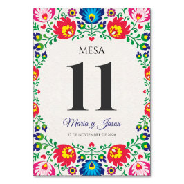 Tarjeta De Mesa Fiesta Colorful Floral Botanical Spanish Wedding