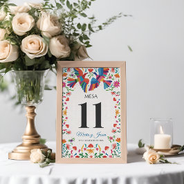 Tarjeta De Mesa Fiesta Colorful Floral Modern Boda Spanish Wedding