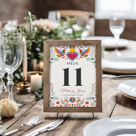 Tarjeta De Mesa Fiesta Colorful Flowers Botanical Spanish Wedding