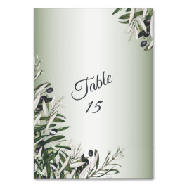 Tarjeta De Mesa Fiesta de Boda Elegante Hojas Verdes Aceituna Negr