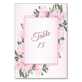 Tarjeta De Mesa Fiesta de Boda Elegante Hojas Verdes Florales Rosa