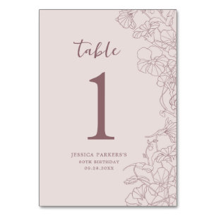 Tarjeta De Mesa Fiesta de cumpleaños de Floral Pink Mauve