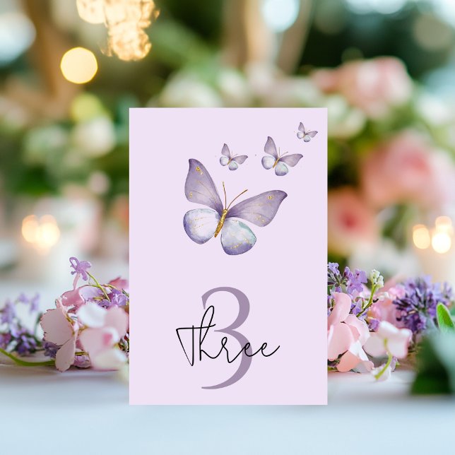 Tarjeta De Mesa Fiesta de cumpleaños de la mariposa morada (Subido por el creador)
