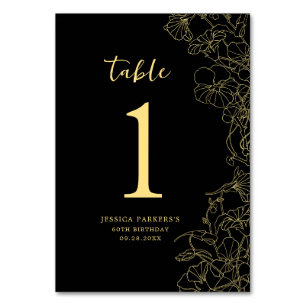 Tarjeta De Mesa Fiesta de cumpleaños de oro negro