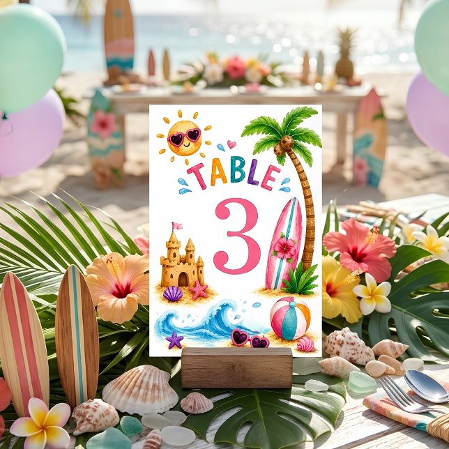 Tarjeta De Mesa Fiesta de Cumpleaños en la Playa Tropical (Subido por el creador)