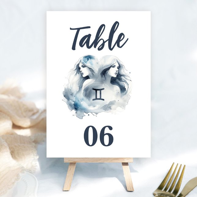 Tarjeta De Mesa Fiesta de cumpleaños temática de Gemini Zodiac (Check Our Complete Collection of Gemini Zodiac Products. From Invites, to Party Decor, & Gifts!)