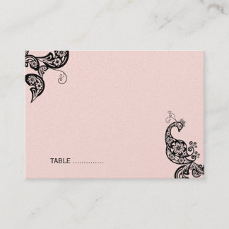 Tarjeta De Mesa Fiesta de matrimonio elegante de pavo real floral 