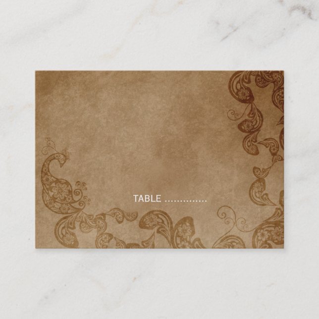 Tarjeta De Mesa Fiesta de matrimonio rústico de pavo real con Moda (Anverso)