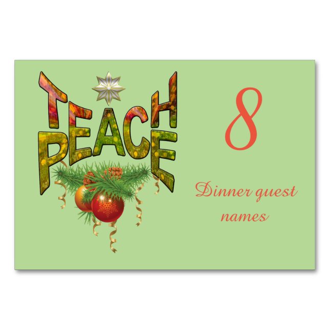 Tarjeta De Mesa Fiesta de Navidades de Teach-Peace (Anverso)