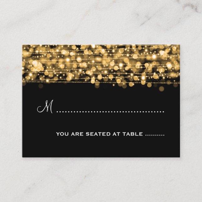 Tarjeta De Mesa Fiesta de Placecards boda Sparkles Gold (Anverso)