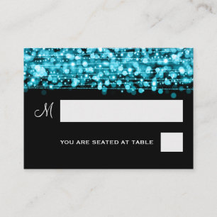 Tarjeta De Mesa Fiesta de Placecards boda Sparkles Turquoise