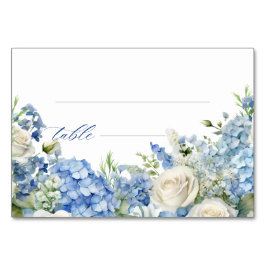 Tarjeta De Mesa Fiesta de rosas blancas Hydrangea Blue Garden