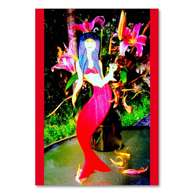 Tarjeta De Mesa fiesta de sirena roja (Anverso)